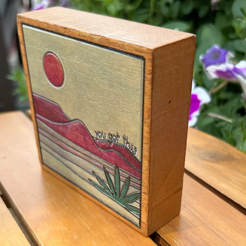 EUC Primitives by Kathy Inspirational Wooden Wall Art with Desert Scene